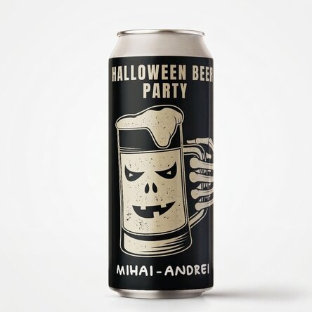 Bier in einer Dose mit individueller Beschriftung – Halloween-Bierparty