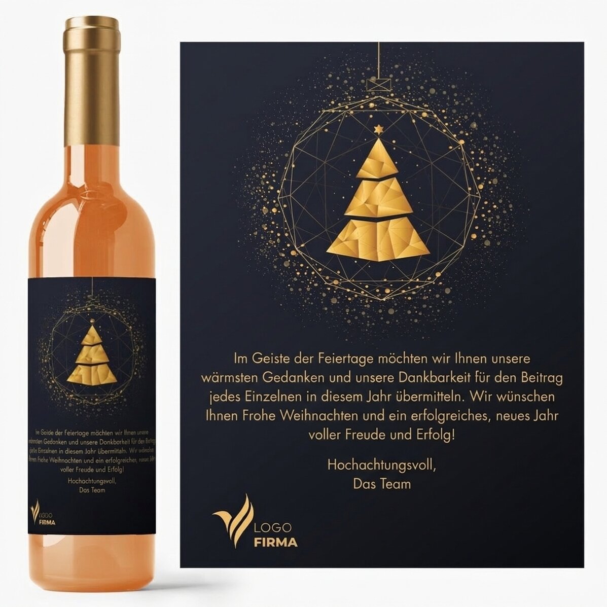 Personalisierter Wein mit Logo, Text und Botschaft – Gold