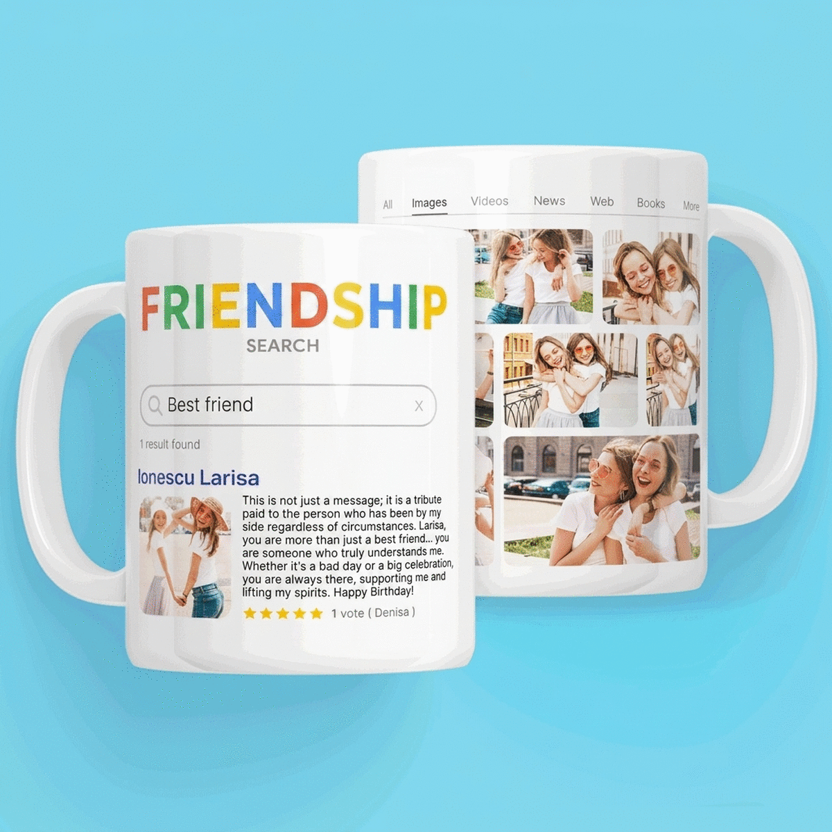 Personalisierte Tasse mit 9 Fotos und Text – Suche