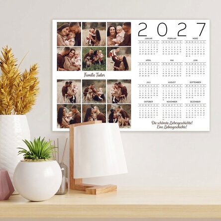 Individuell gestaltetes Kalenderposter mit 12 Fotos und einer Botschaft