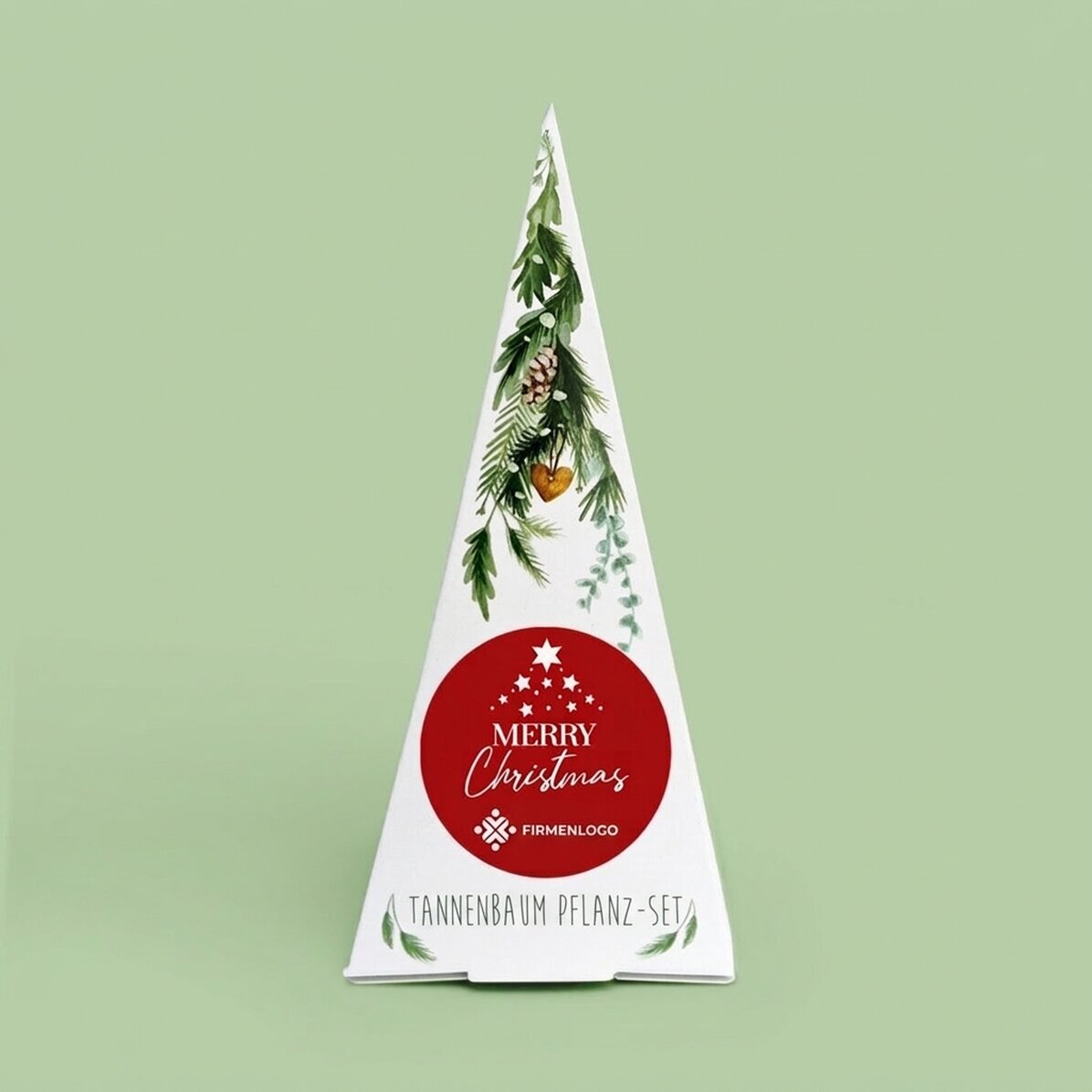 Individuell gestaltetes Tannenbaum-Pflanzset mit Logo und Botschaft