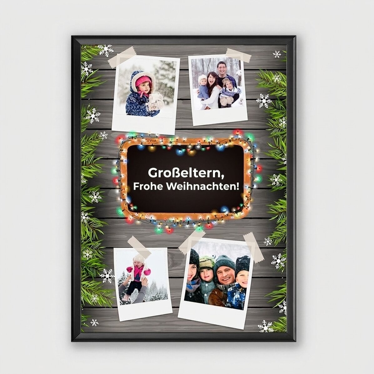 Individuell gestaltetes Bild mit 4 Fotos und Text – Weihnachtsmotiv