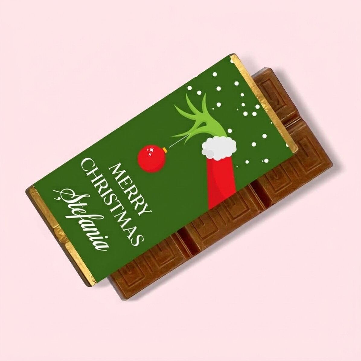 Personalisierte Mini-Schokoladentafel mit Botschaft – Grinch