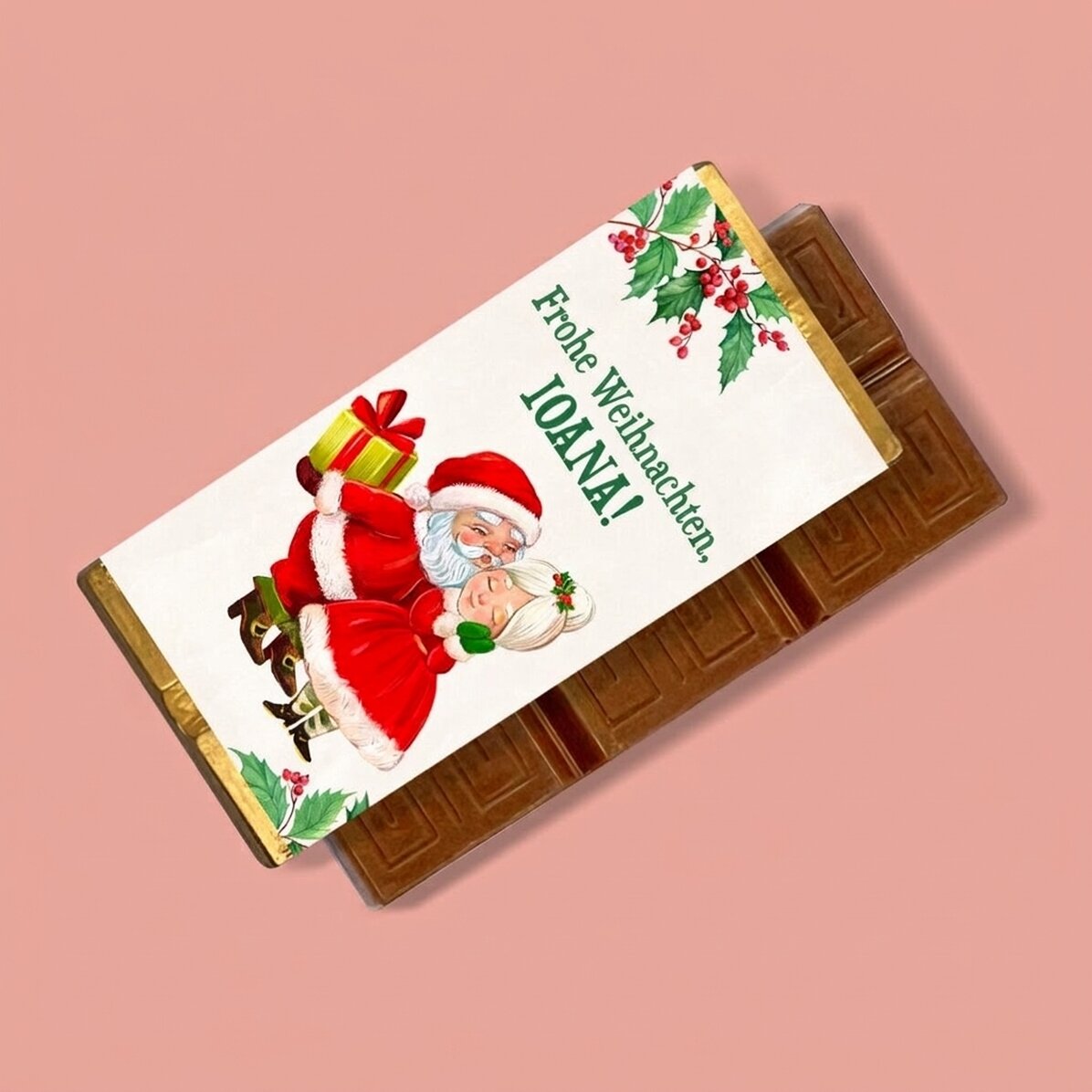 Personalisierte Mini-Schokoladentafel mit Weihnachtsbotschaft – Love