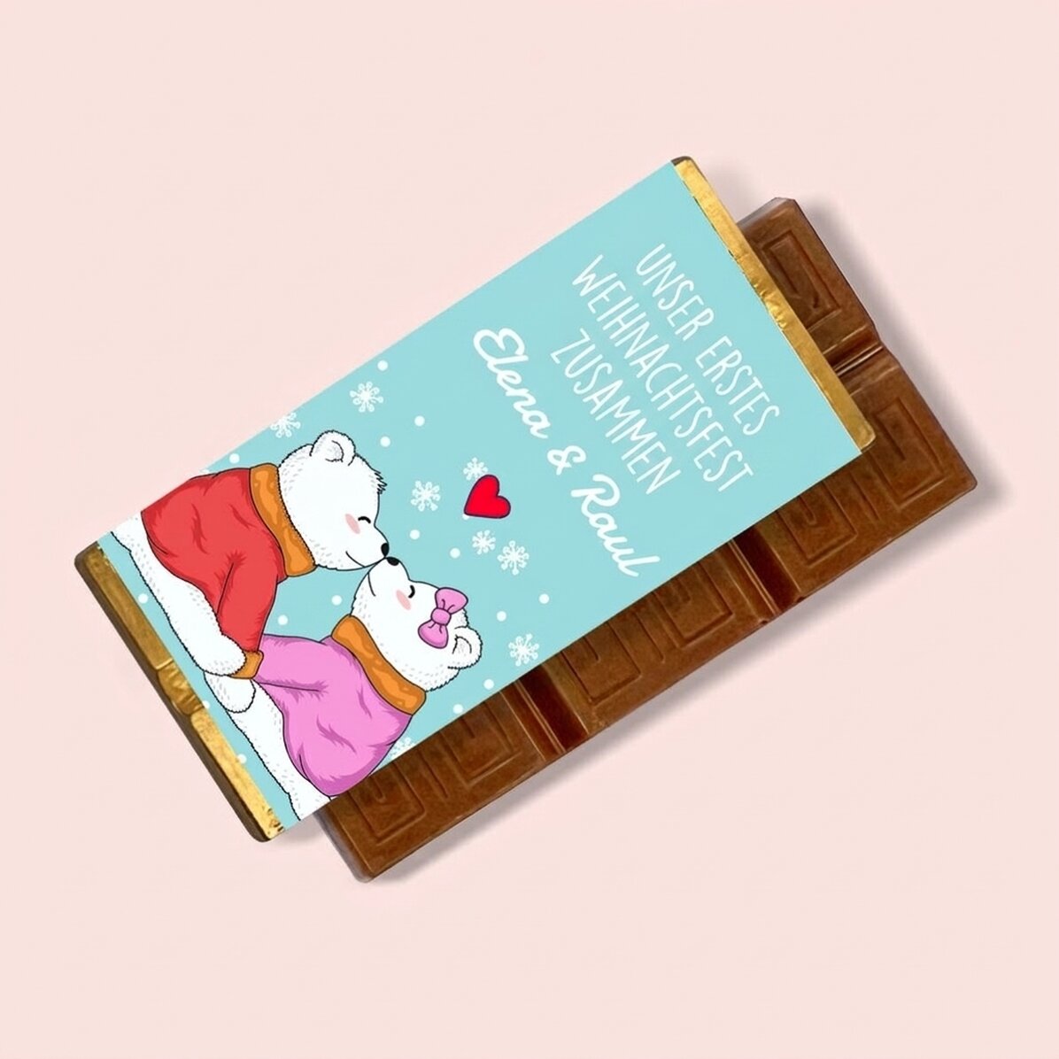 Personalisierte Mini-Schokoladentafel mit Botschaft – Das erste Weihnachtsfest