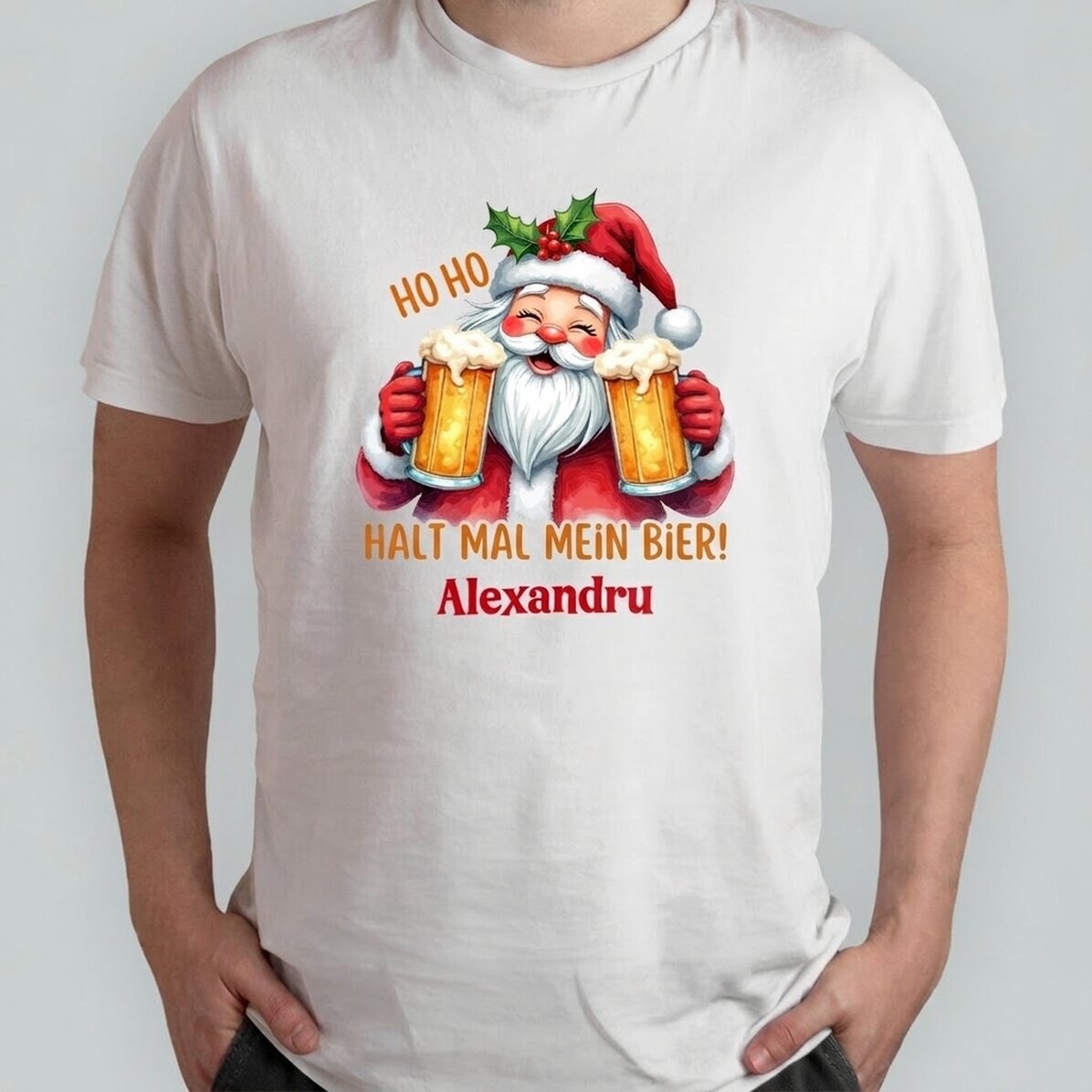 Personalisiertes Baumwoll-T-Shirt mit Aufdruck – „Hold my beer“