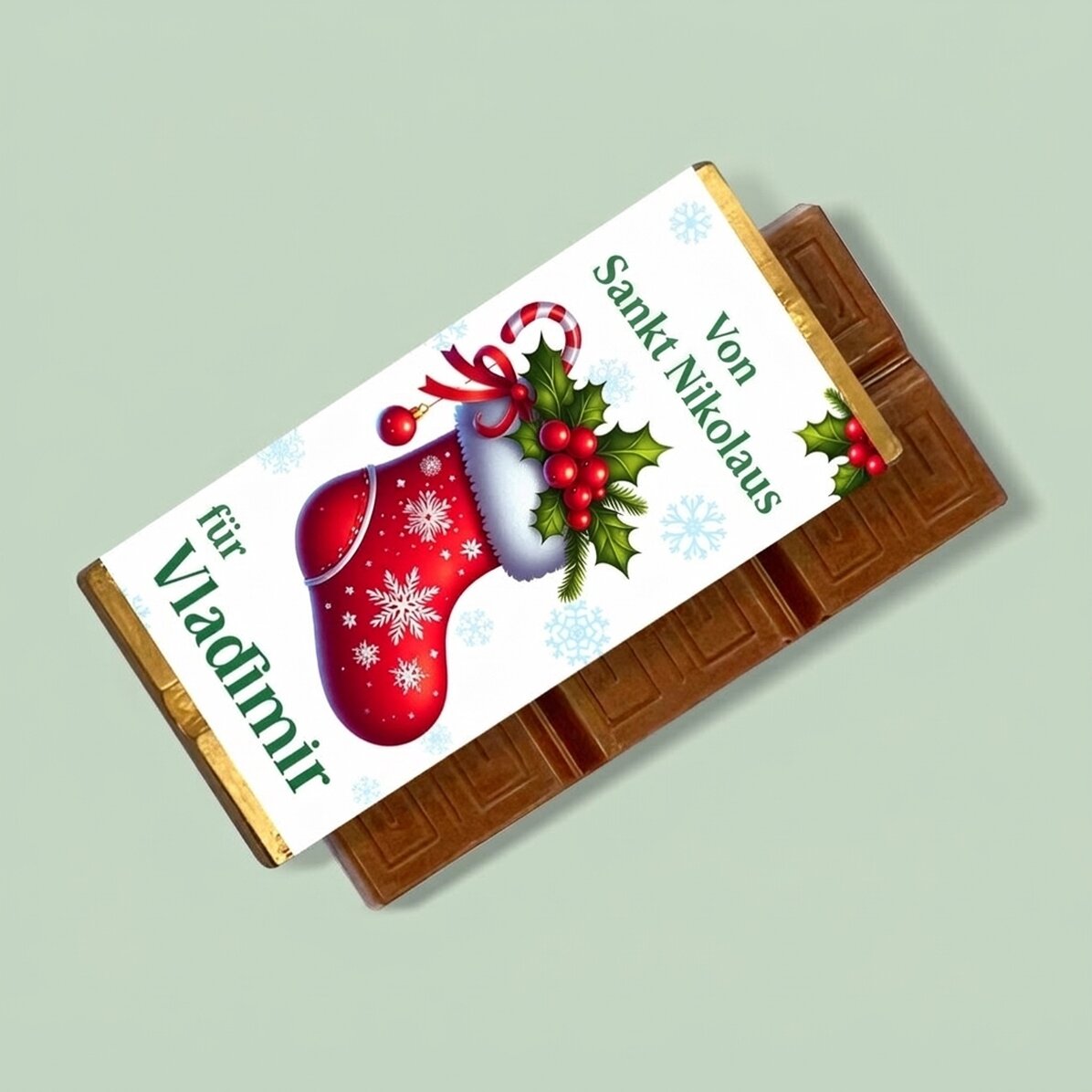 Personalisierte Mini-Schokoladentafel mit Botschaft – Nikolaus