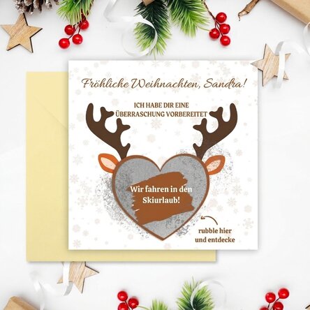 Personalisierte Rubbelkarte mit Botschaft – Ren