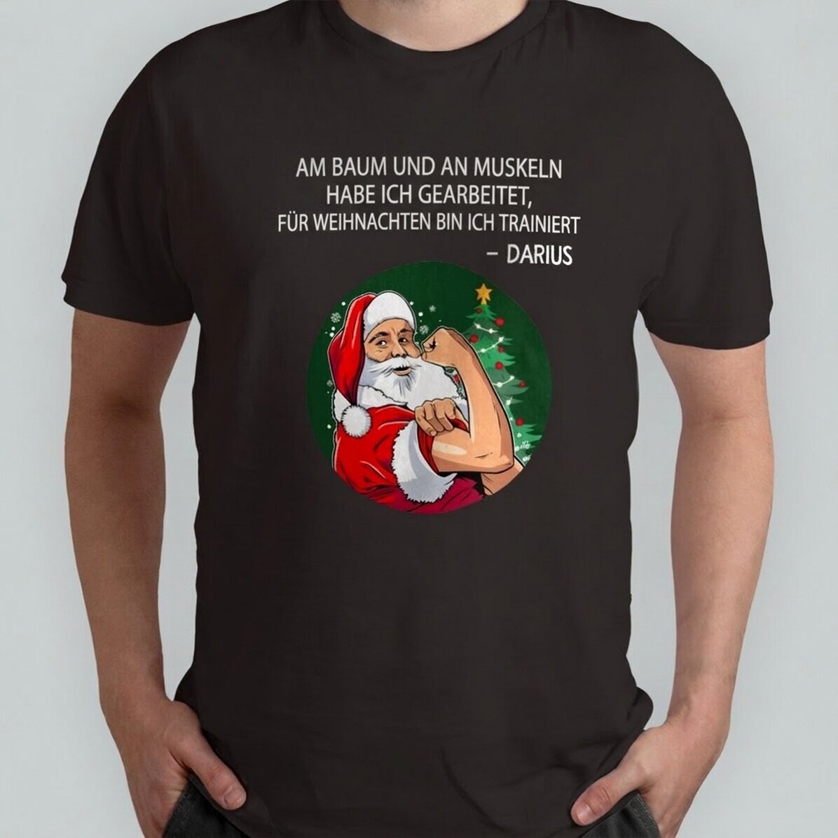 Personalisiertes Baumwoll-T-Shirt mit Aufdruck – Christmas Power