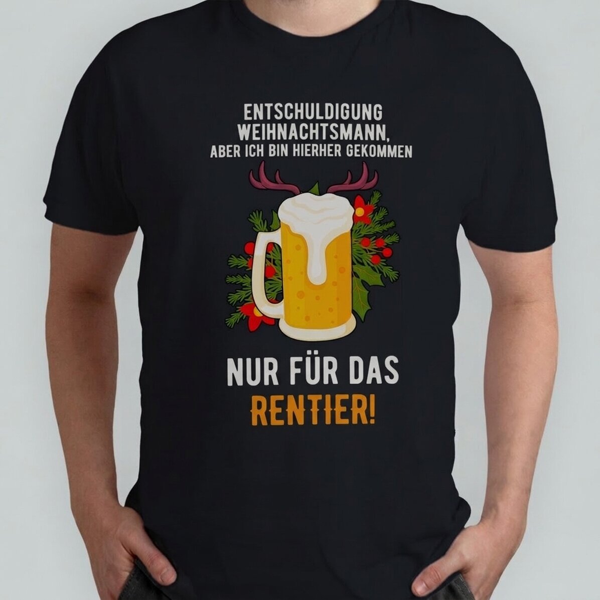 Personalisiertes Baumwoll-T-Shirt mit Weihnachtsaufdruck – Reinbeer
