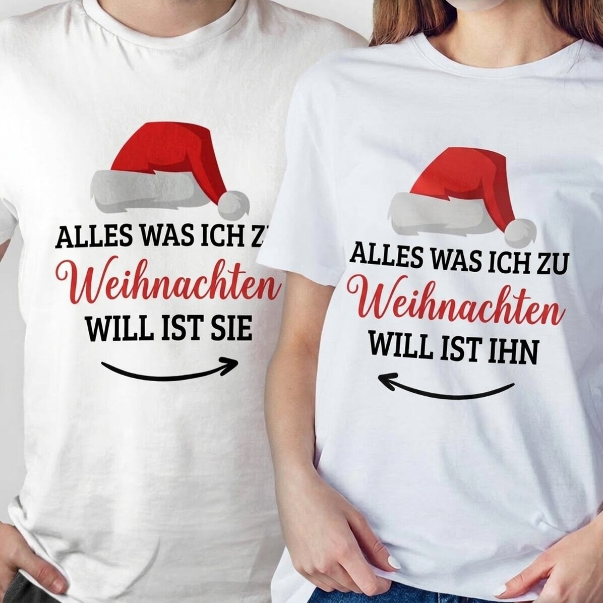Personalisiertes Baumwoll-T-Shirt mit Weihnachtsaufdruck – „All I want for Christmas“