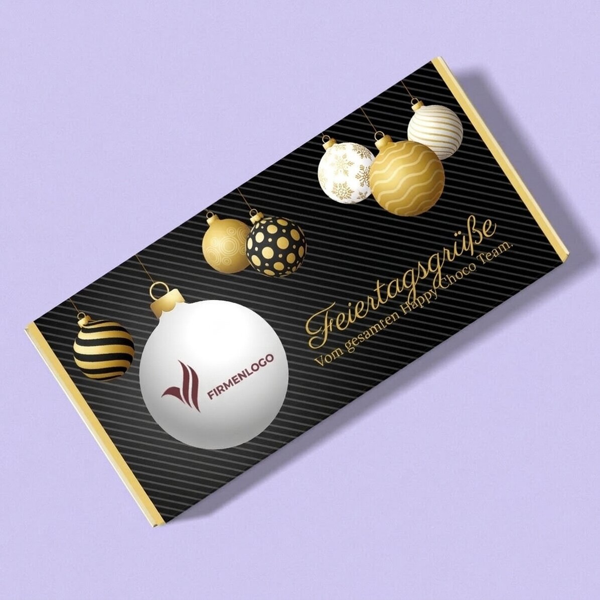 Personalisierte Schokolade mit Botschaft und Logo – Weihnachtsgrüße