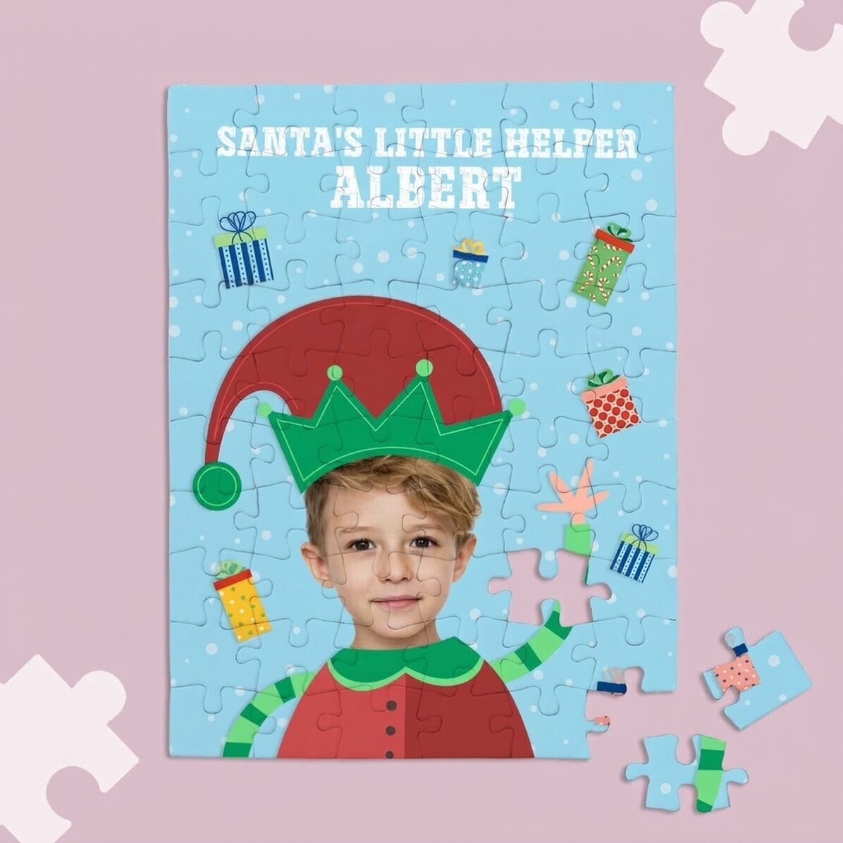 Individuell gestaltetes Puzzle mit Foto und Text – Santa