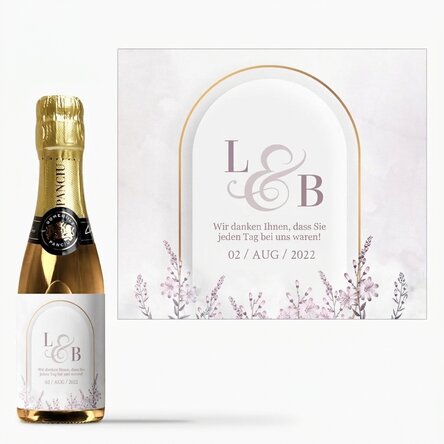 Kleine, mit einem Text personalisierte Sektflasche – Hochzeitsgeschenk