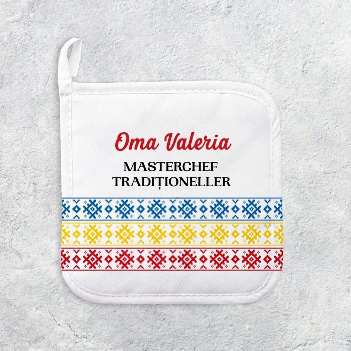 Individuell gestalteter Untersetzer für heiße Töpfe mit Text – Masterchef Traditional