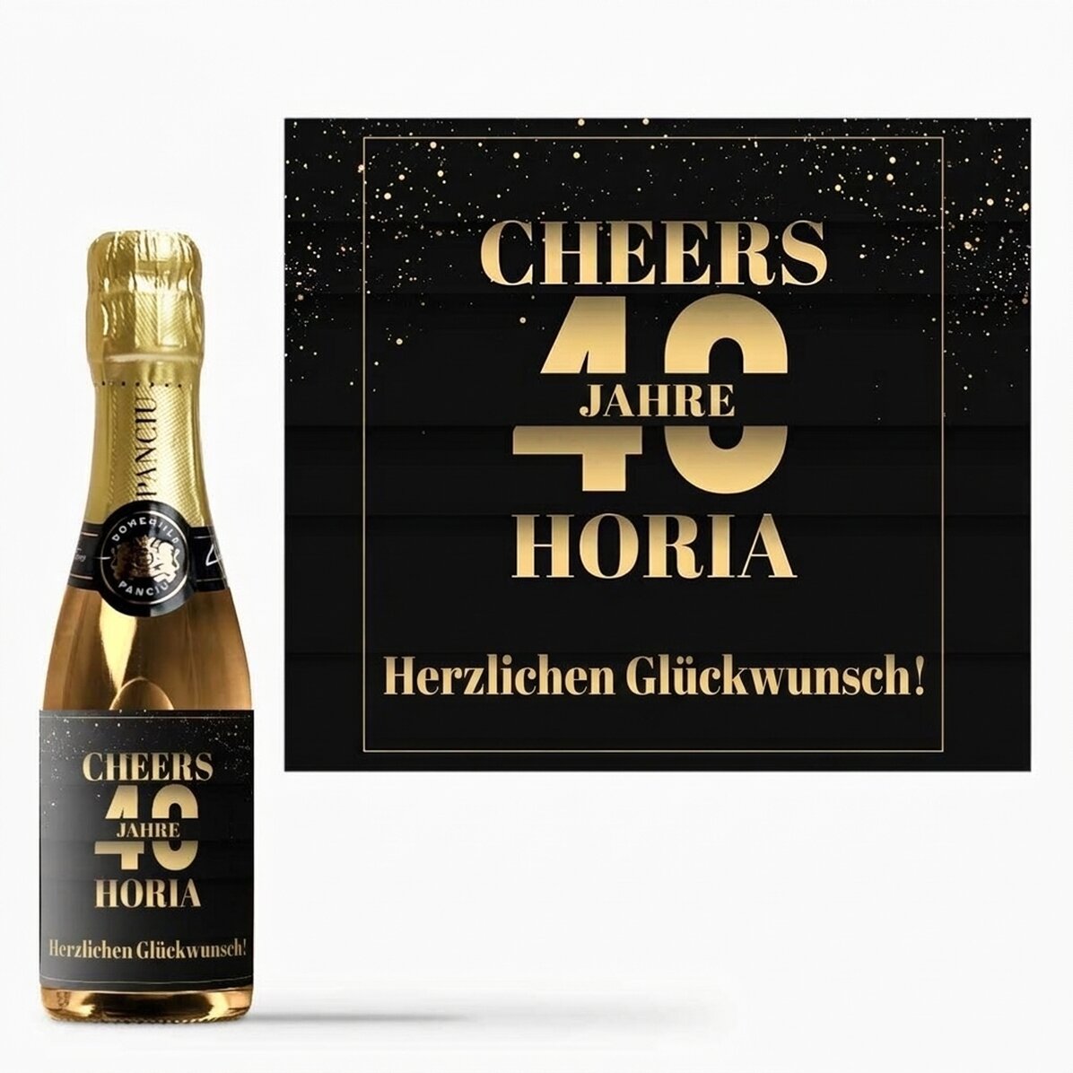 Kleine, personalisierte Sektflasche mit Geburtstagsaufschrift – Cheers to you