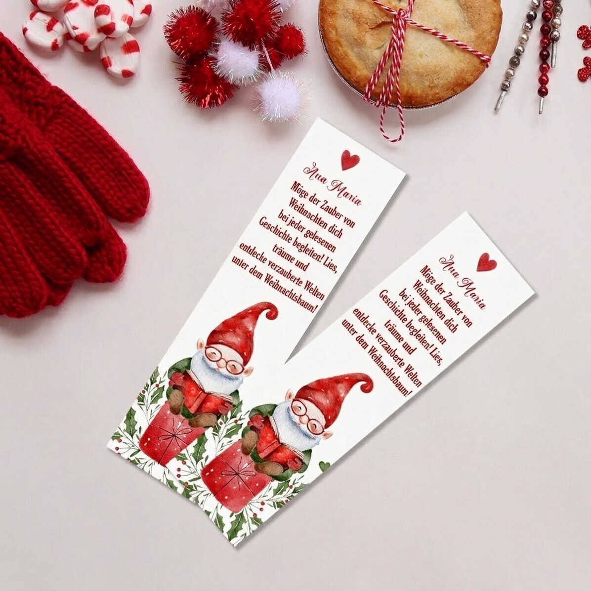 Personalisiertes Lesezeichen mit Text – Weihnachtsmann