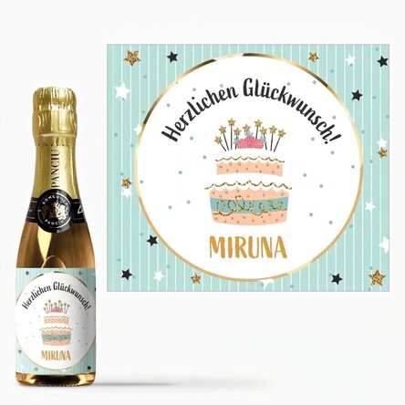 Personalisierte Mini-Flasche Sekt zum Geburtstag – Happy Birthday!