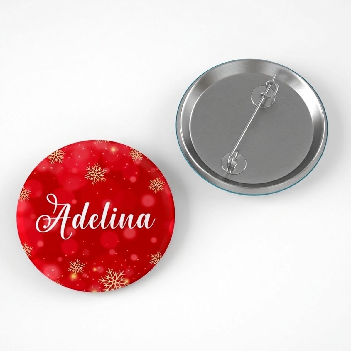 Personalisiertes Button mit Text – Snowflakes
