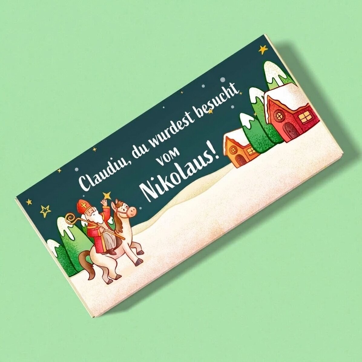 Personalisierte Schokolade mit Botschaft – Besuch vom Nikolaus