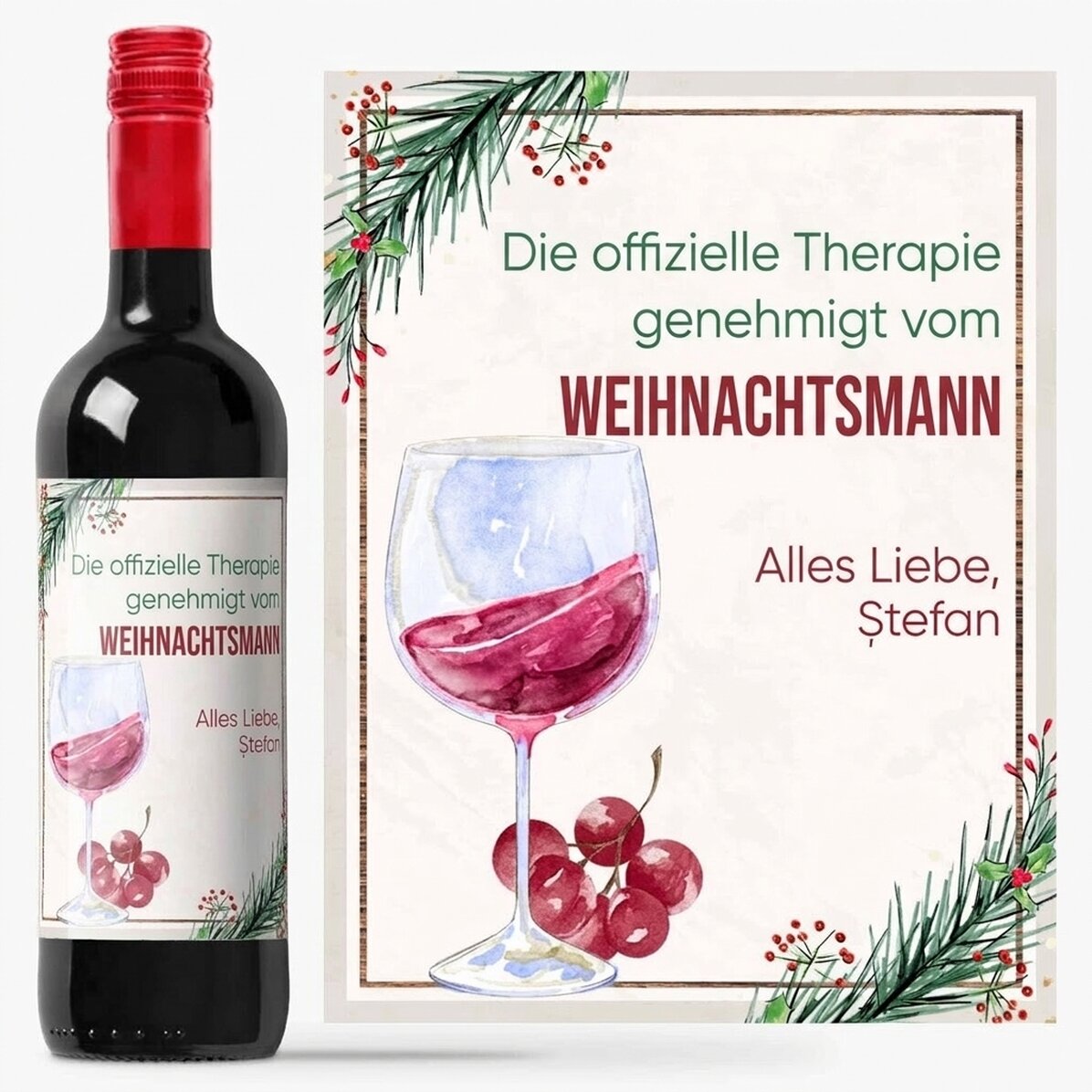 Wein mit persönlicher Botschaft – Weihnachtstherapie