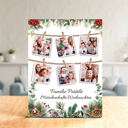 Personalisierter Fotorahmen für den Schreibtisch mit Bildern und Text – Weihnachtsgeschichte