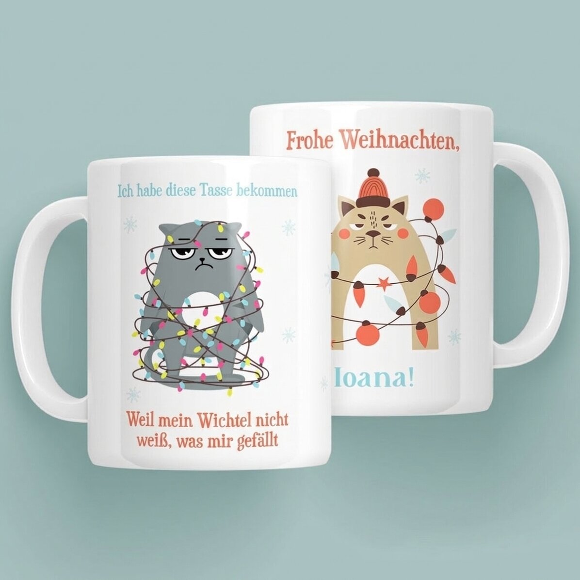 Personalisierter Becher mit Botschaft – Frohe Weihnachten!
