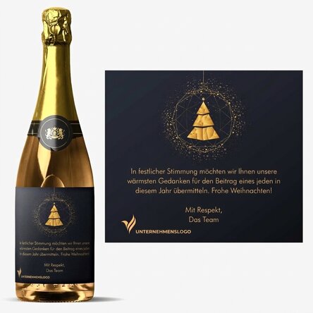 Personalisierter Sekt mit Logo und Botschaft – Gold
