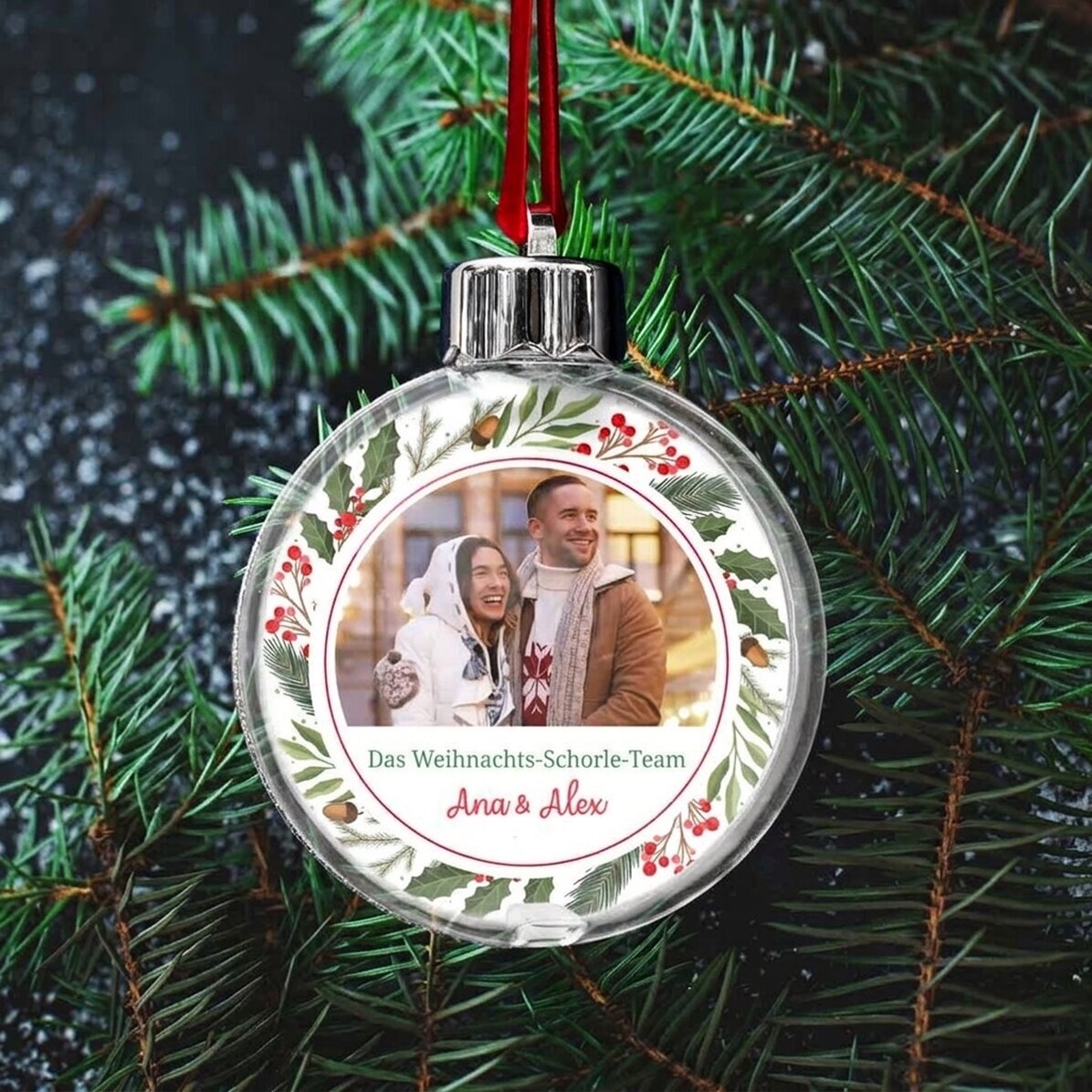 Personalisierte Kugel mit einer Botschaft und einem Foto – Das perfekte Weihnachtsgeschenk
