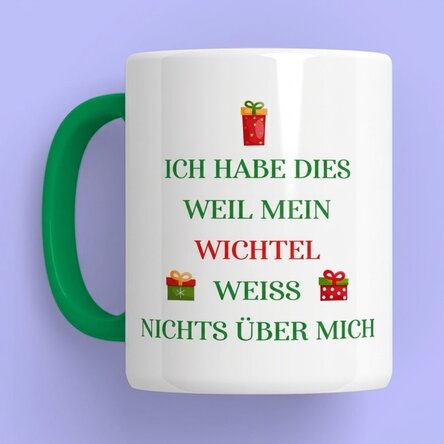 Personalisierte Tasse mit Text – Wichteln