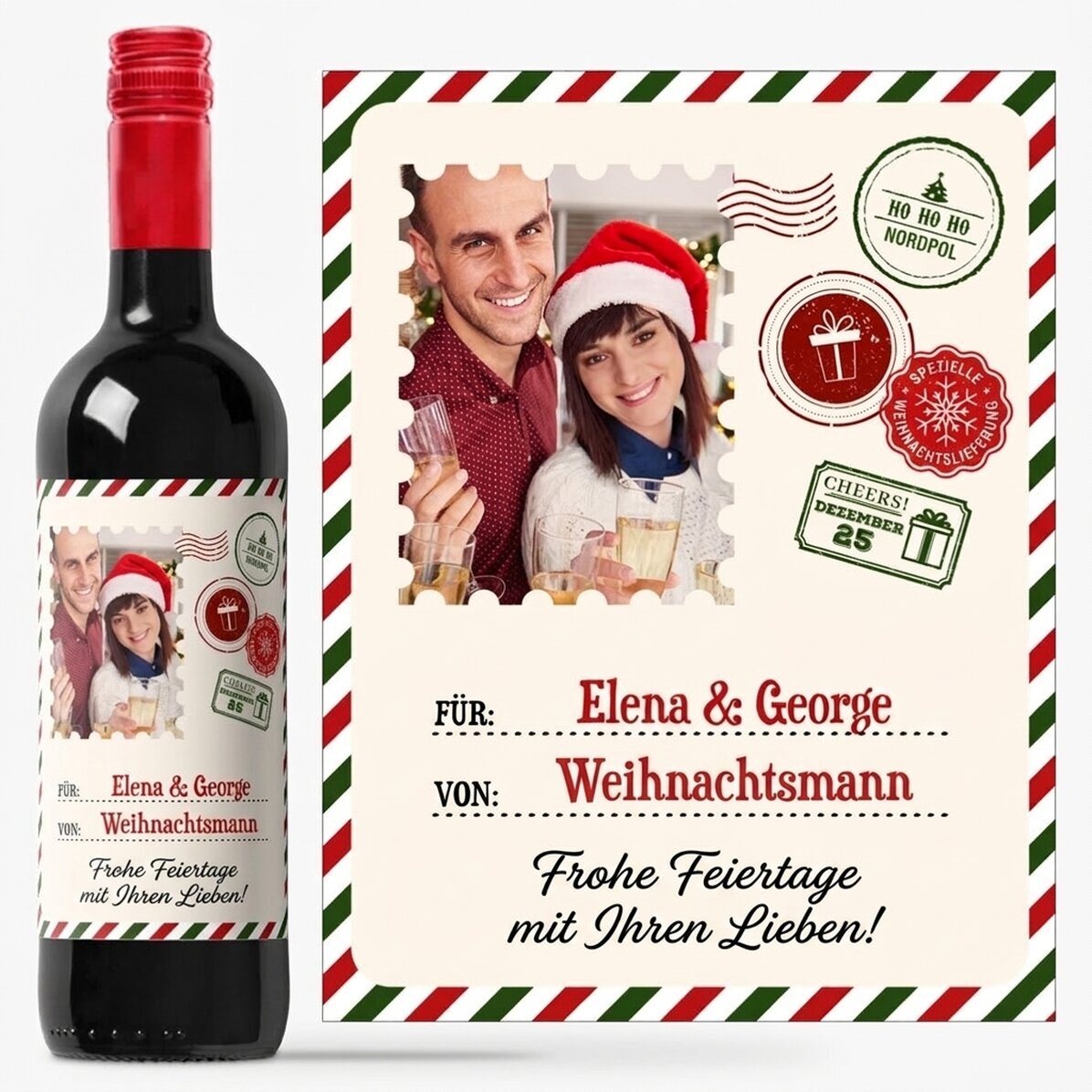 Personalisierter Wein mit Foto und Botschaft – vom Weihnachtsmann