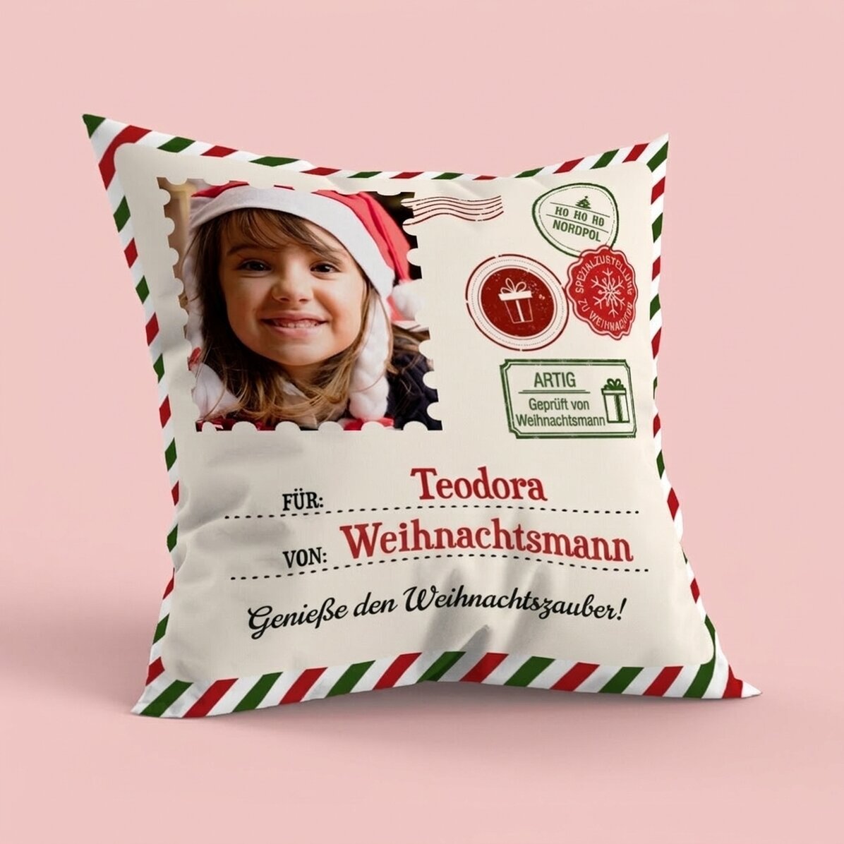 Personalisiertes Kissen mit Foto, großes Format – Vom Weihnachtsmann