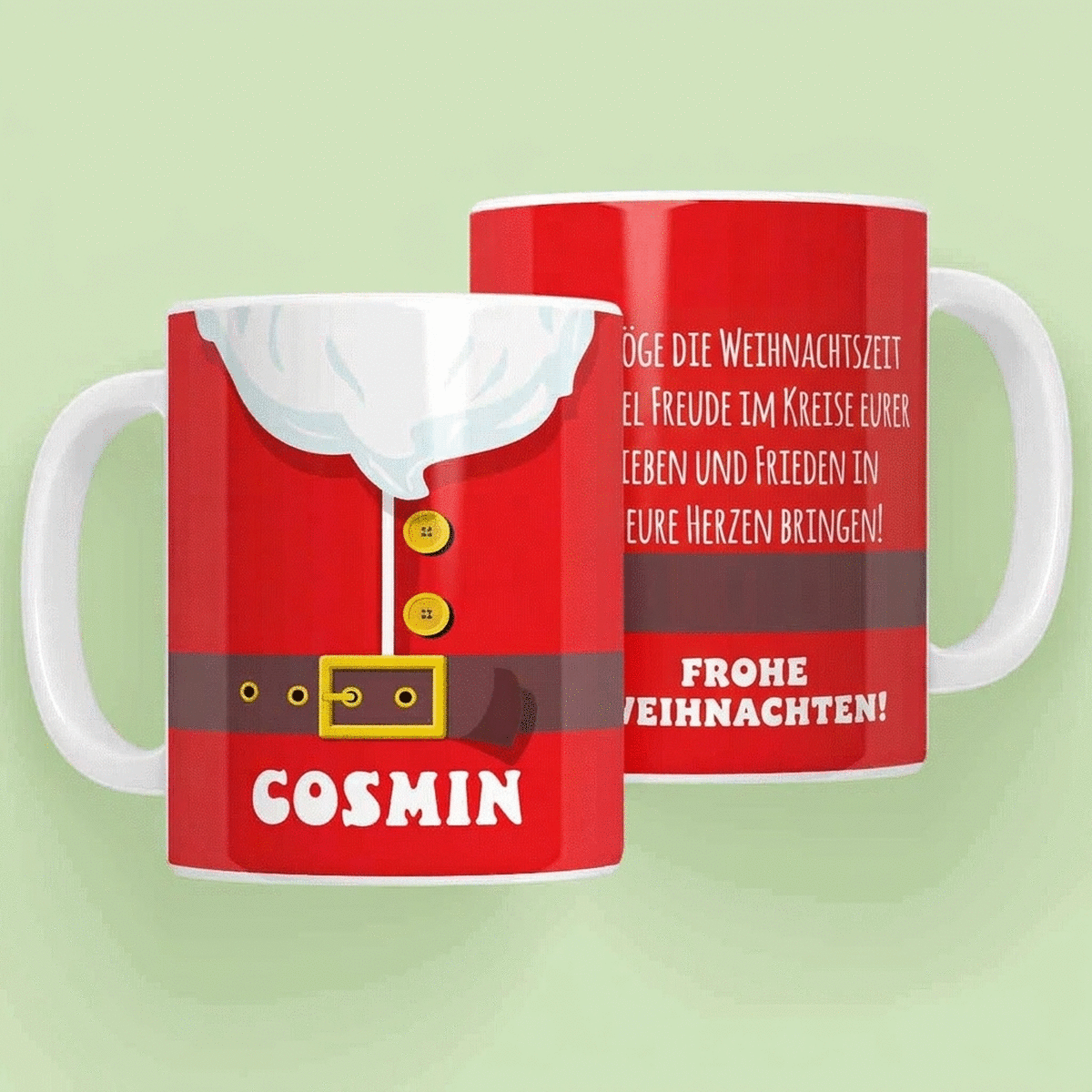 Personalisierte Tasse mit Botschaft – Weihnachtsmann-Tasse