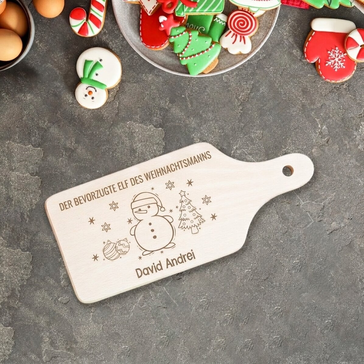 Individuell gestaltetes Mini-Schneidebrett – Der Lieblingself des Weihnachtsmanns