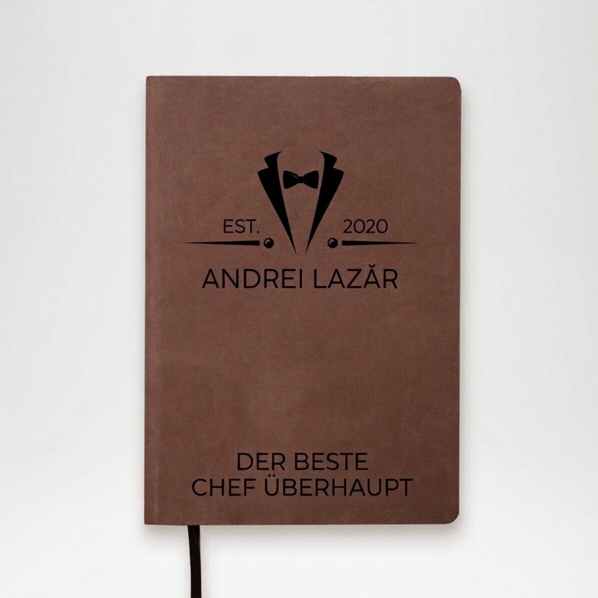 Personalisierter Leder-Terminkalender mit Text – Elegant