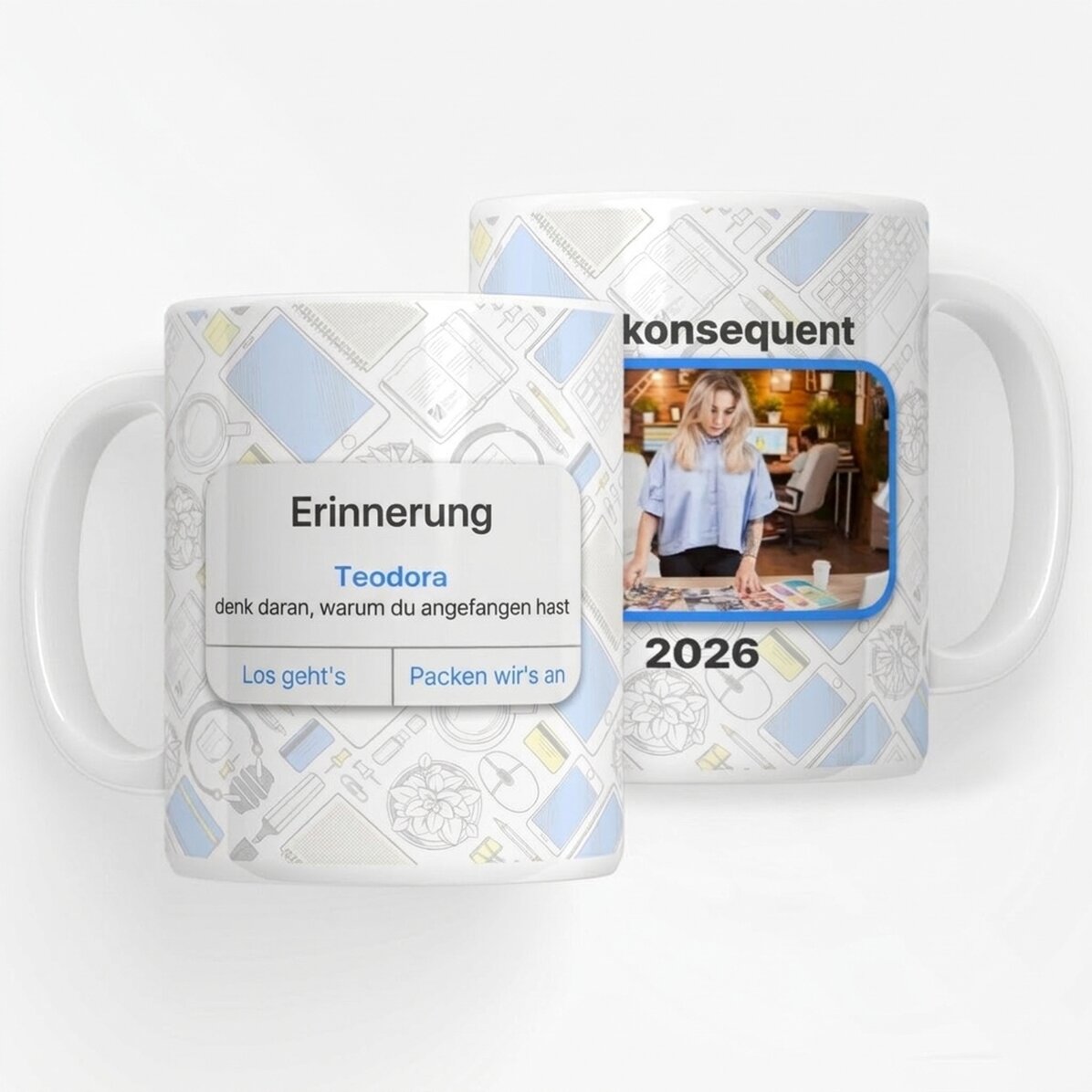Personalisierte Tasse mit Foto und Text – Reminder