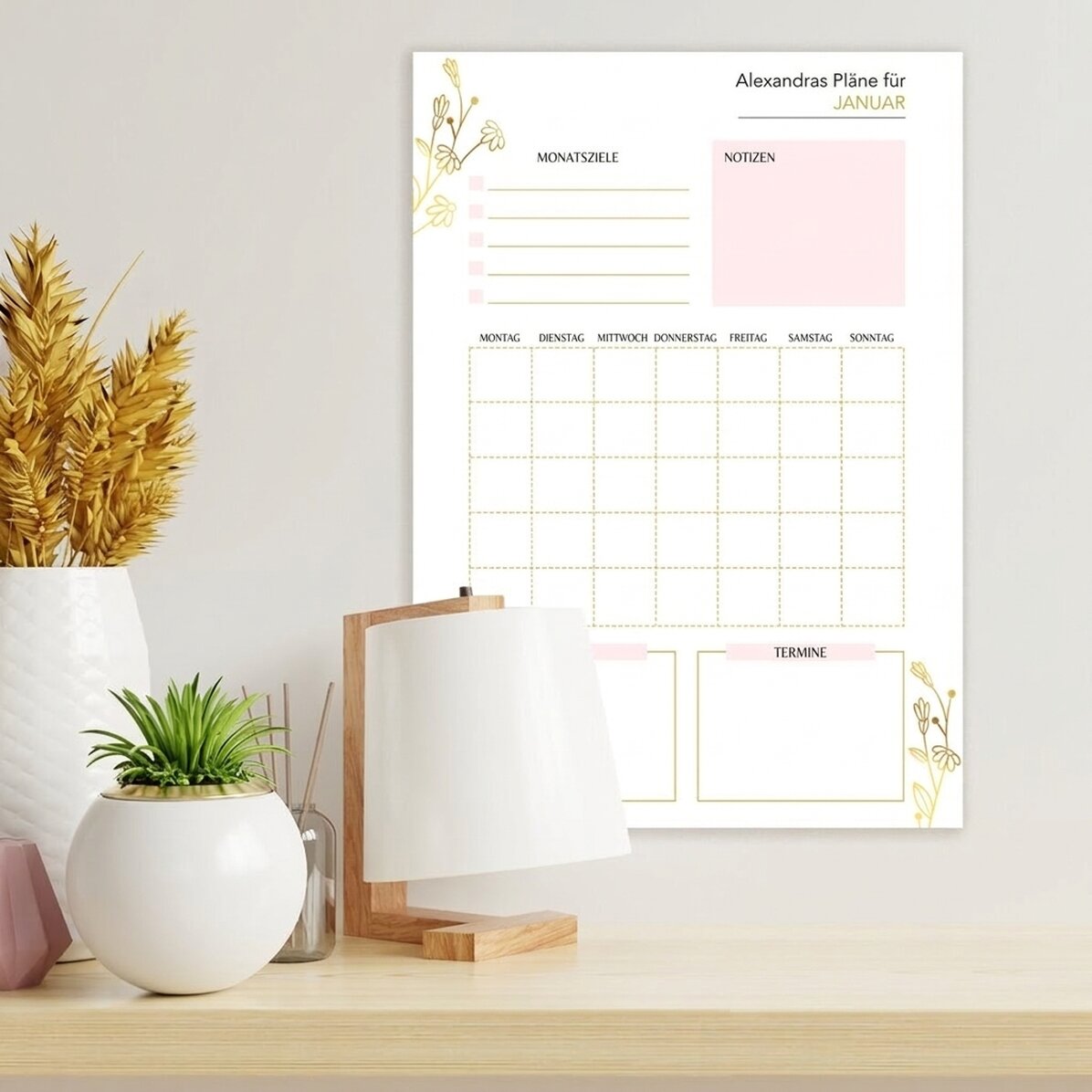 Individuell gestaltetes Poster – Monatliche Ziele