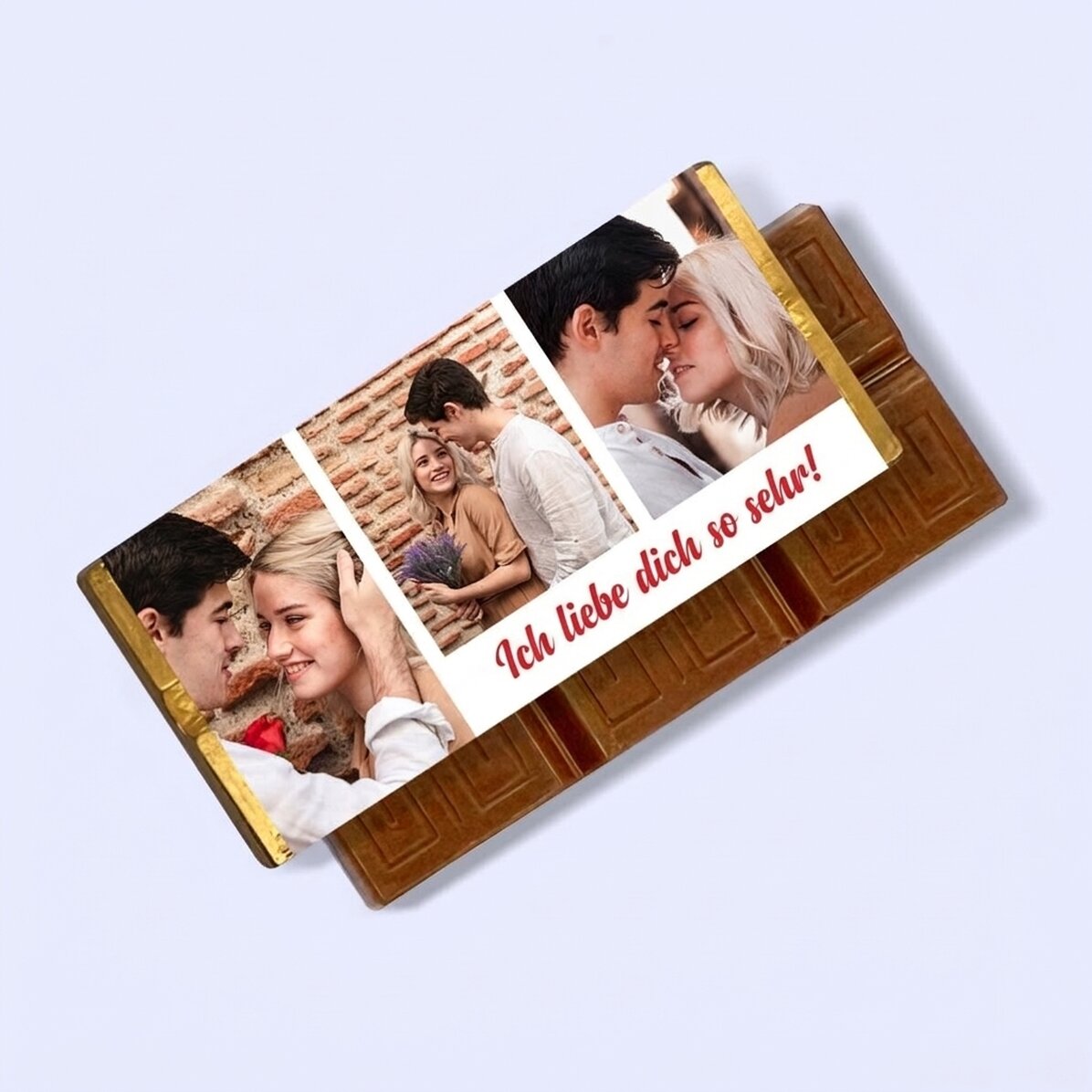 Personalisierte Mini-Schokoladentafel mit 3 Fotos und einer Botschaft