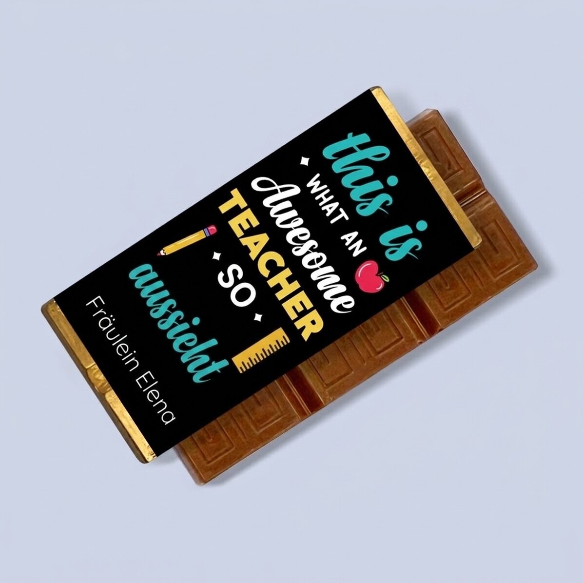Personalisierte Mini-Schokoladentafel mit einer Botschaft für Lehrer