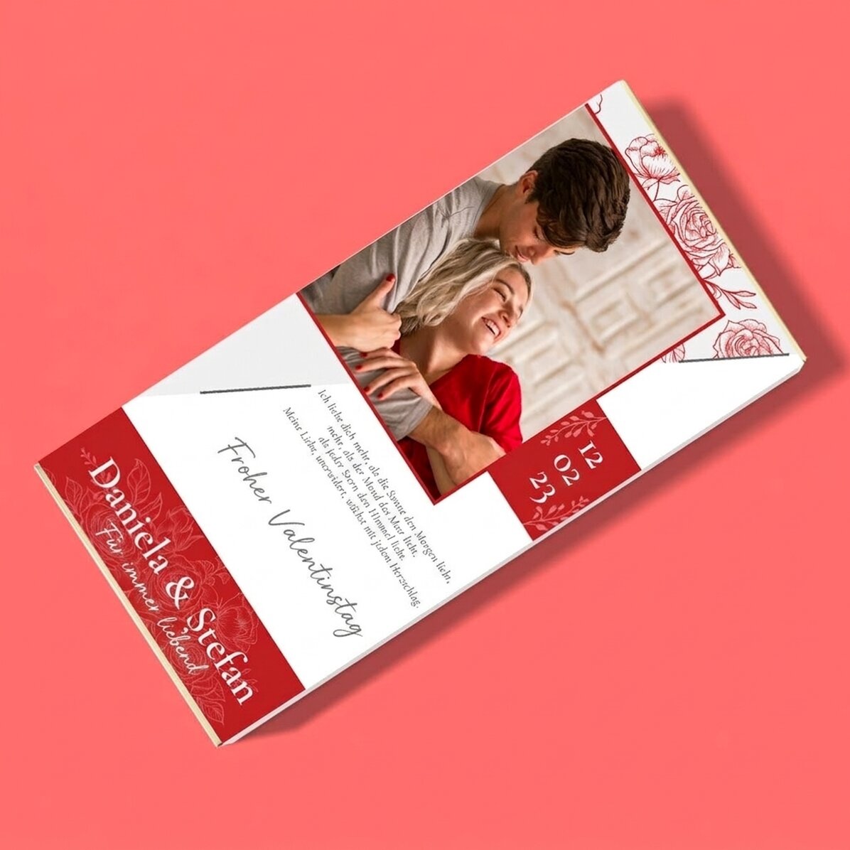 Personalisierte Schokolade mit Foto und Text – Love & Roses