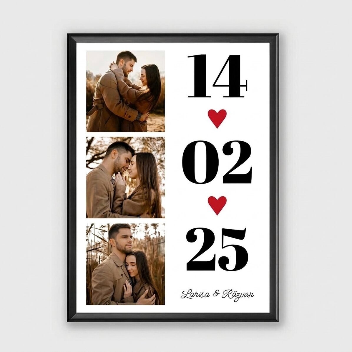 Individuell gestaltetes Bild mit 3 Fotos und einer Botschaft – Love