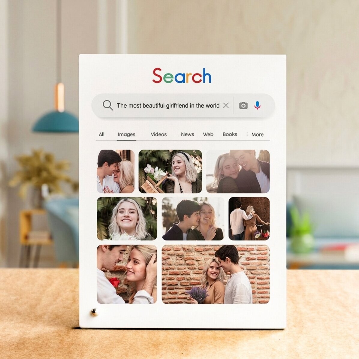 Personalisierter Fotorahmen für den Schreibtisch mit Bildern und Text – Suche