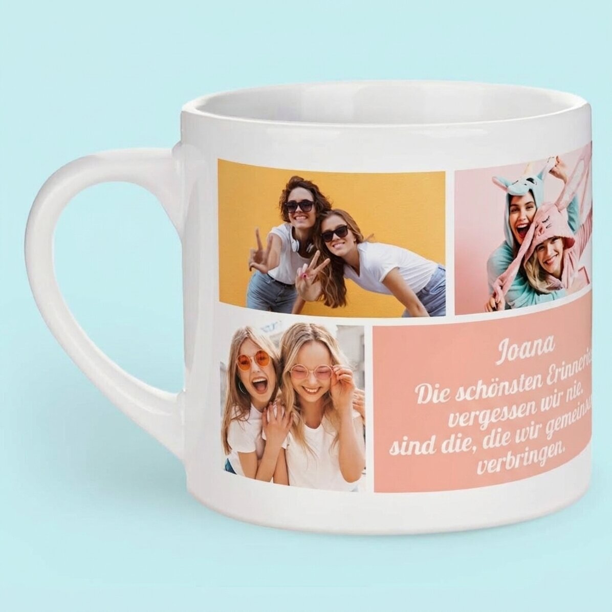 Personalisierte Espressotasse mit 5 Fotos und Text – Die schönsten Erinnerungen
