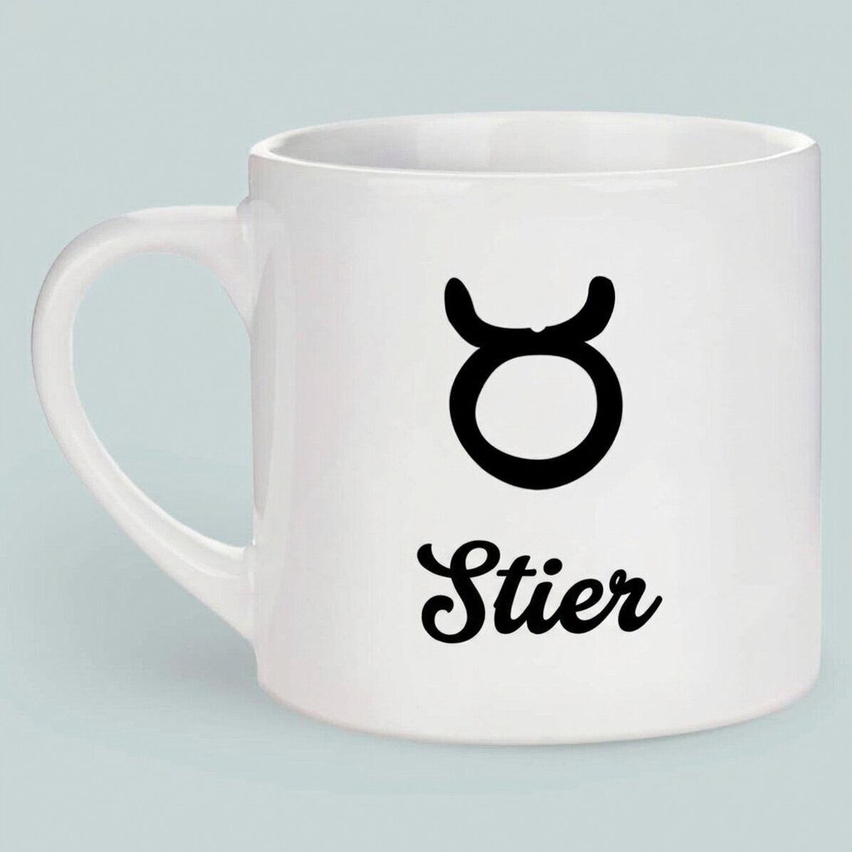 Personalisierte Espressotasse mit Foto und Text – Sternzeichen Stier