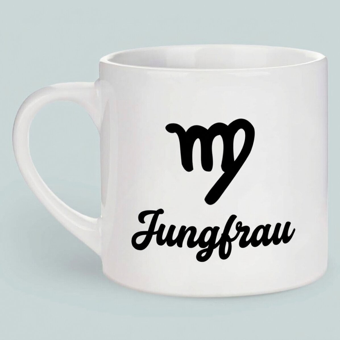 Personalisierte Espressotasse mit Foto und Text – Sternzeichen Jungfrau