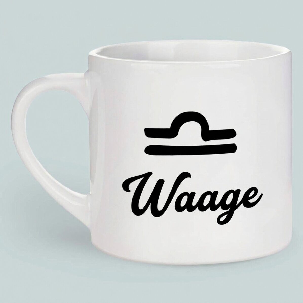 Personalisierte Espressotasse mit Foto und Text – Sternzeichen Waage