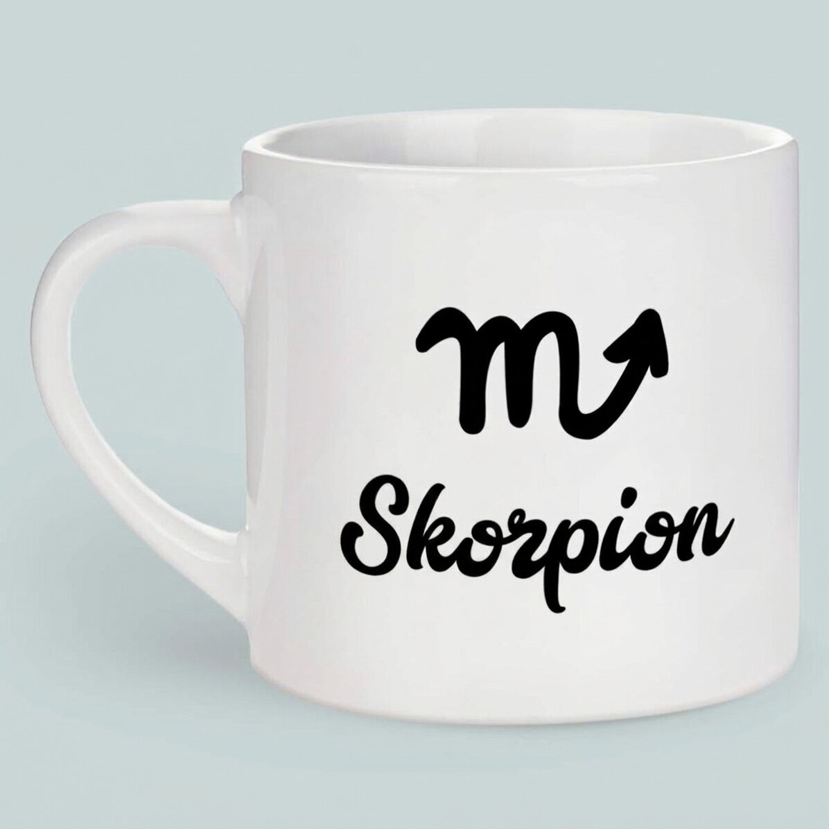 Personalisierte Espressotasse mit Foto und Text – Sternzeichen Skorpion