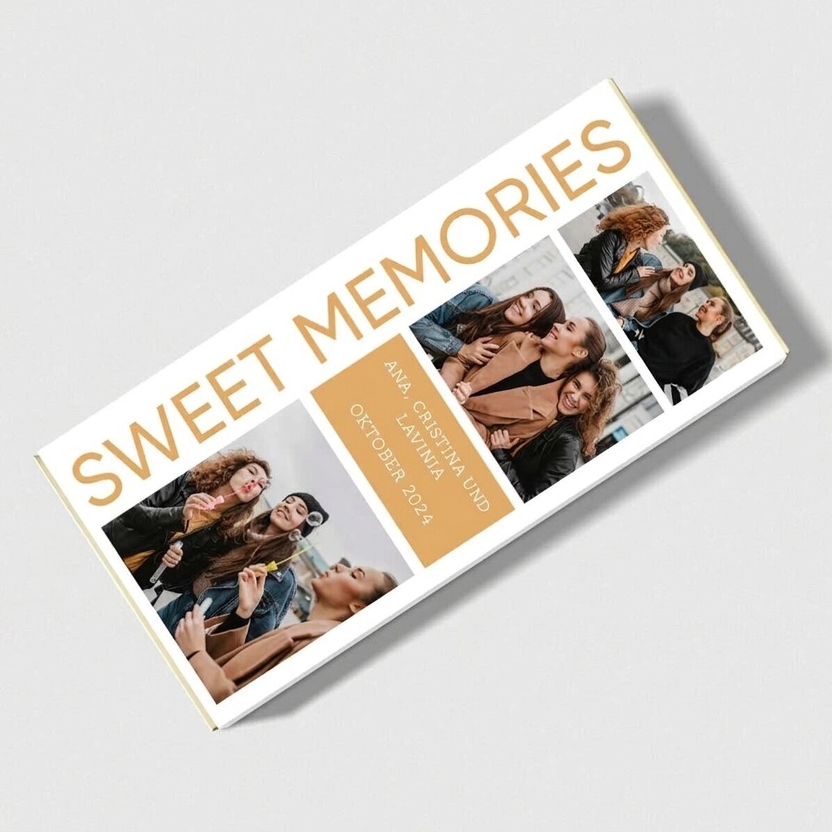 Personalisierte Schokolade mit 5 Fotos und einer Botschaft – Sweet Memories