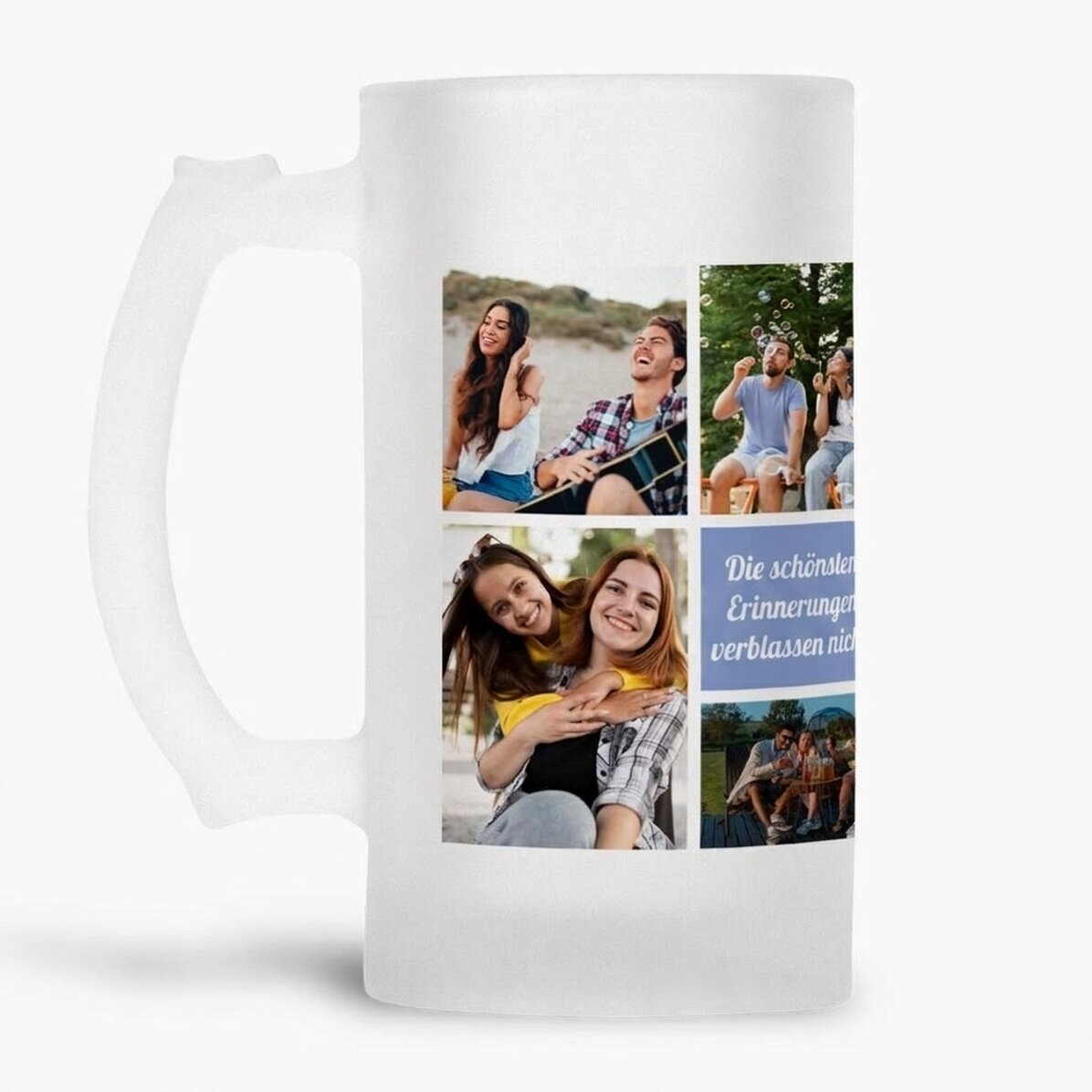 Personalisierter Bierkrug mit 7 Fotos und einer Botschaft
