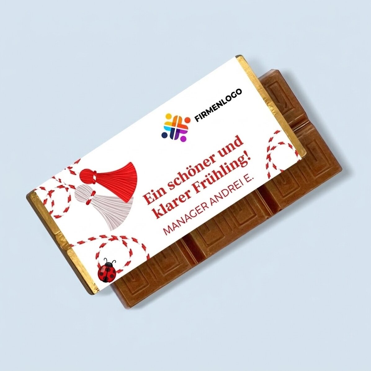 Personalisierte Mini-Schokoladentafel mit Botschaft und Logo